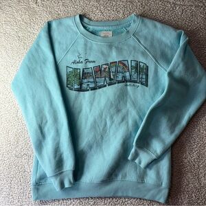 Billabong Aloha From Hawaii Graphic Crewneck Sweatshirt Blue Small